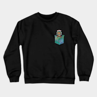 Grumpy bengal cat in pocket is astronaut Crewneck Sweatshirt